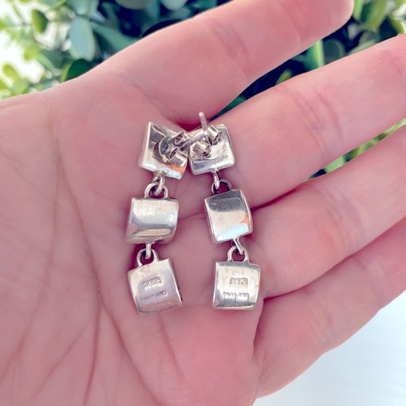 Sally C Treasures SX 925 Sterling Silver Mother of Pearl square Earrings MOP HSN - Picture 3 of 4